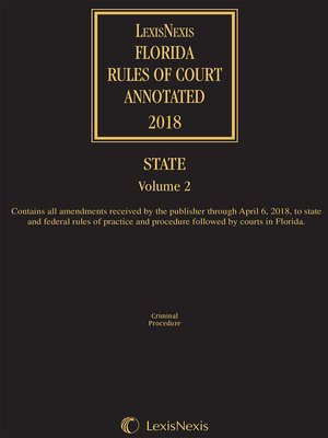 cover image of Florida Rules of Court Annotated